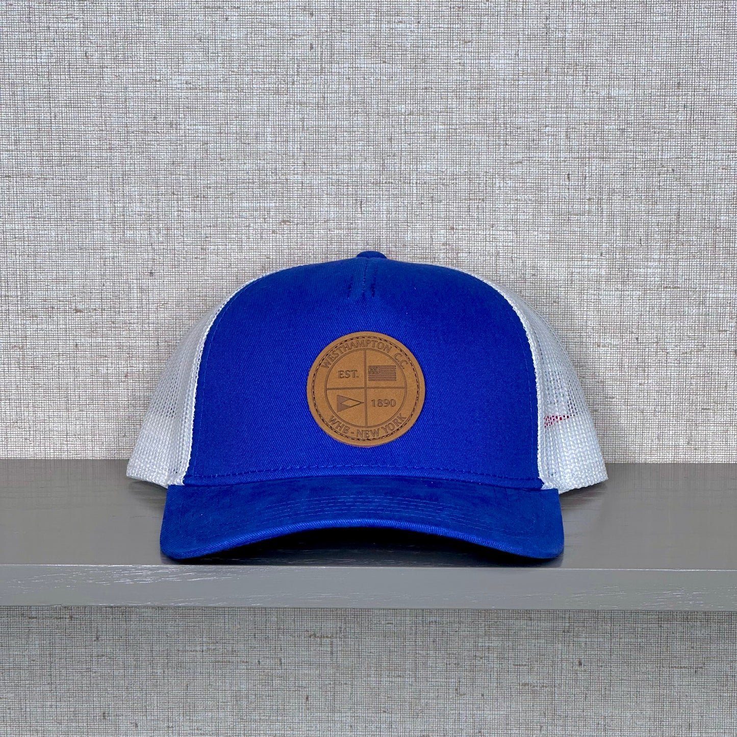 Leather Patch Blue/White Hat