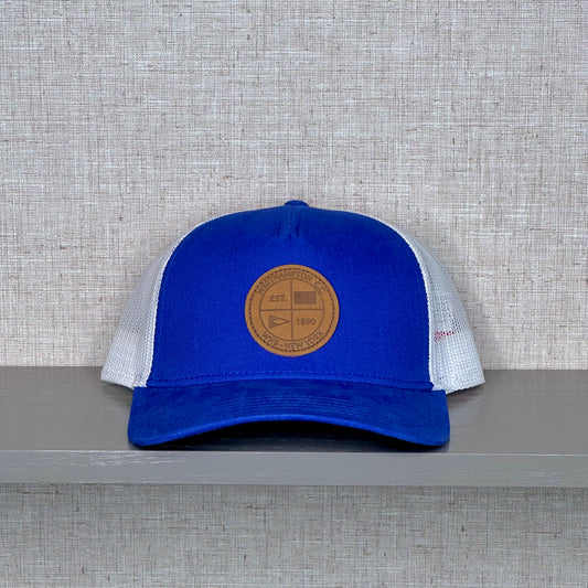 Leather Patch Blue/White Hat